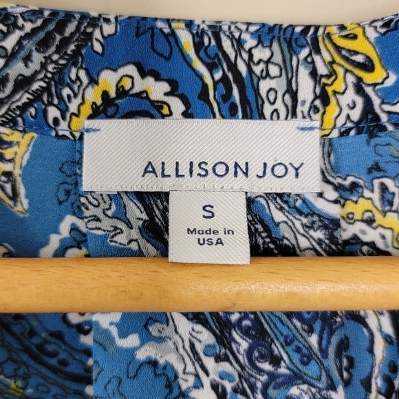 Allison Joy | Blue Paisley Wrap Front Blouse Size Small - Picture 3 of 6